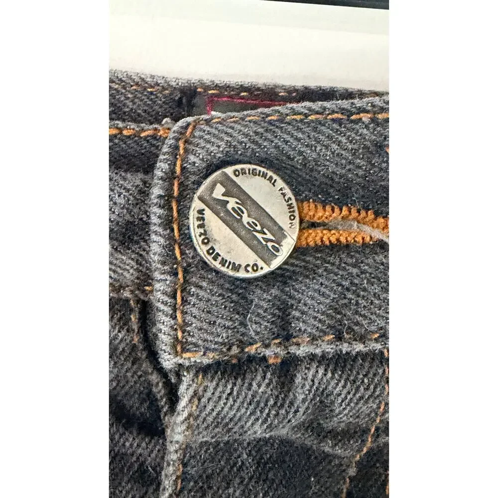 VTG Y2K Freeze Jeans 40x34 Black Contrast Stitch Wide Baggy Hip Hop Denim